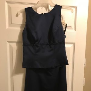 Alfred Angelo navy two-piece bridesmaid dress
